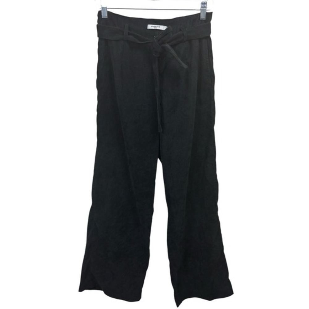 Sweewe Paris Black Corduroy Pants Womens Sz M Wide Leg Tie Waist Soft Retro Y2K - Picture 3 of 7